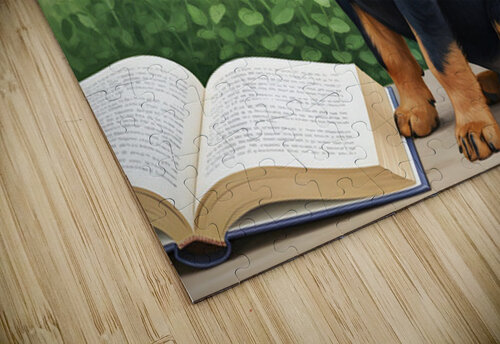 Determined Rottweiler Puppy Ready To Resume Reading Puppy Prints puzzle