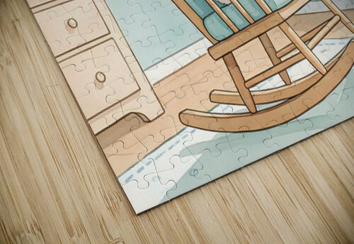 Poodle Puppy Finds Perfect Balance On Rocking Chair Puppy Prints puzzle