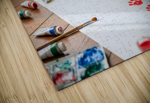 Proud Poodle Puppy With Finished Paw Print Masterpiece Puppy Prints puzzle