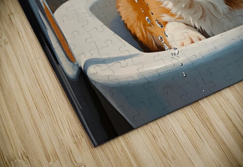 Nervous Corgi Puppy Waits In Bathroom Sink Puppy Prints puzzle