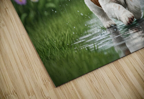 Happy Shih Tzu Puppy Enjoys Raindrop Adventure Puppy Prints puzzle