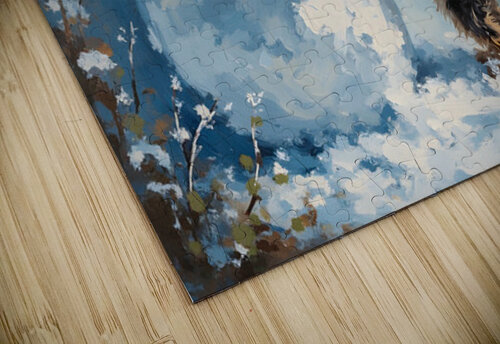 Yorkshire Terrier Puppy Discovers Winter Snowman Puppy Prints puzzle