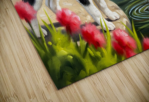 Happy Husky Puppy Enjoys Pond Watching Puppy Prints puzzle