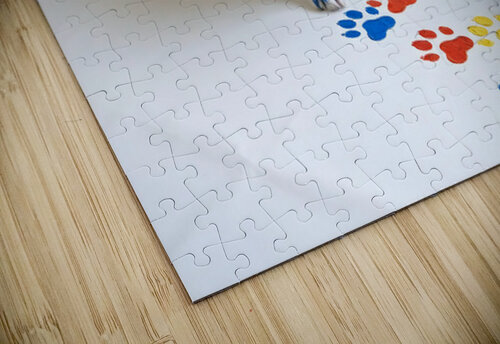 Border Collie Puppy Proudly Shows Off Finished Paw Art Puppy Prints puzzle