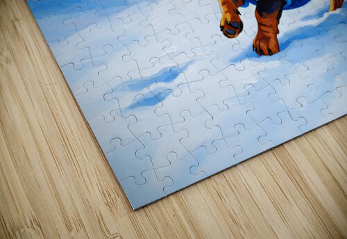 Dachshund Puppy Discovers Winter Snow In Red Sweater Puppy Prints puzzle