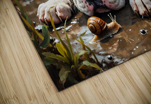 Protective Bulldog Puppy Shields Snail From Heavy Rain Puppy Prints puzzle