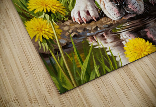 French Bulldog Puppy Discovers Reflection In Puddle Puppy Prints puzzle