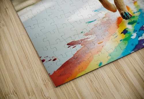 German Shepherd Puppy Discovers Colorful Paint Containers Puppy Prints puzzle
