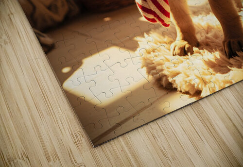 Puppy Makes His Escape With Sock Puppy Prints puzzle