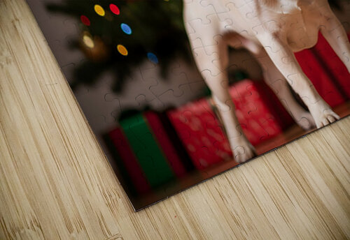 Tired Puppy Rests After Christmas Fun Puppy Prints puzzle