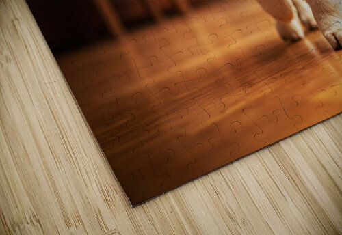 Confused Labrador Puppy With Reindeer Antlers Indoors Puppy Prints puzzle