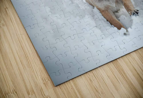 Pug Puppys First Snow Adventure With Red Earmuffs Puppy Prints puzzle