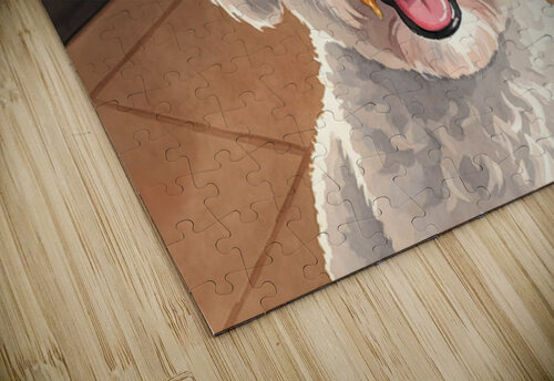 Happy Bichon Frise Puppy After Peanut Butter Treat Puppy Prints puzzle