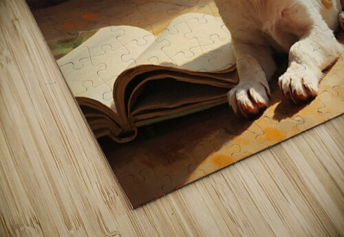 Sleepy Chihuahua Puppy Dreams Over Open Book Puppy Prints puzzle