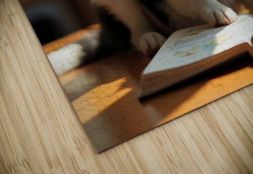 Playful Border Collie Puppy Interacts With Book Pages Puppy Prints puzzle