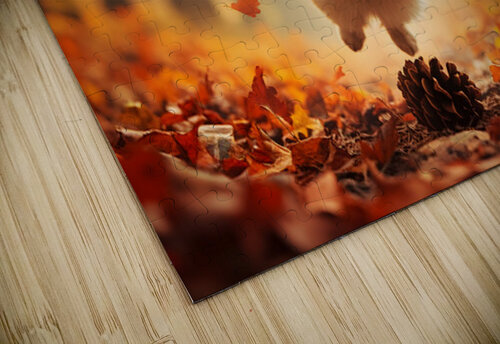 Pomeranian Puppy Carries Pinecone Through Forest Puppy Prints puzzle