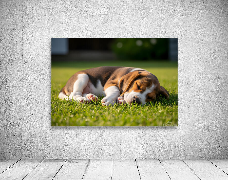 Beagle Puppy Peacefully Sleeping In Sunny Garden Wall Preview