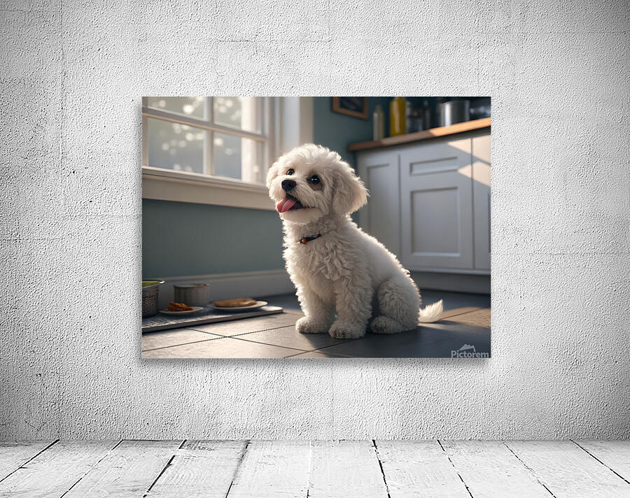 Hopeful Bichon Frise Puppy Waiting For Treats Wall Preview