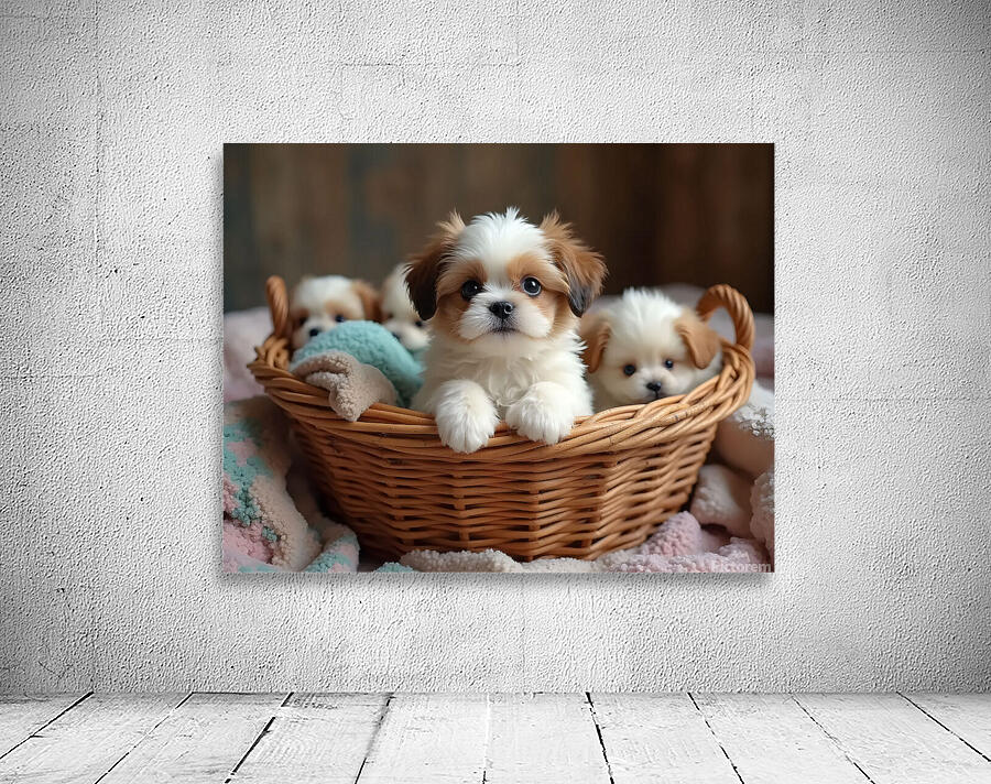 Shih Tzu Puppy Discovers Cozy Laundry Basket Adventure Wall Preview