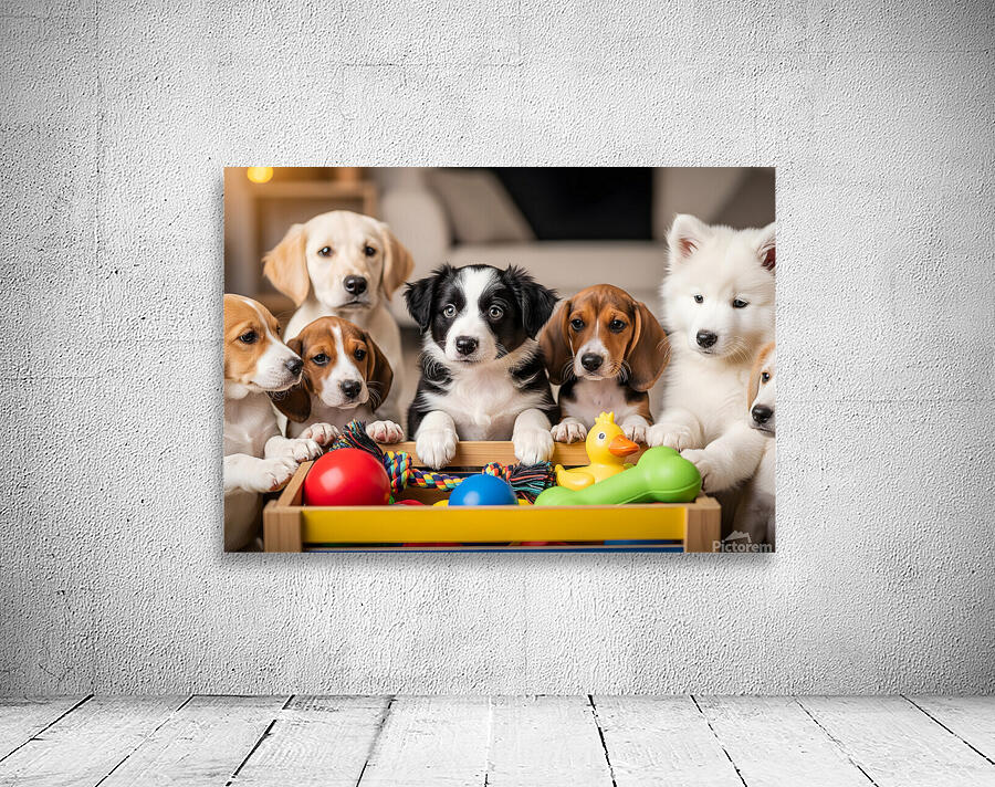 Border Collie Puppy Discovers Exciting Toy Box Wall Preview