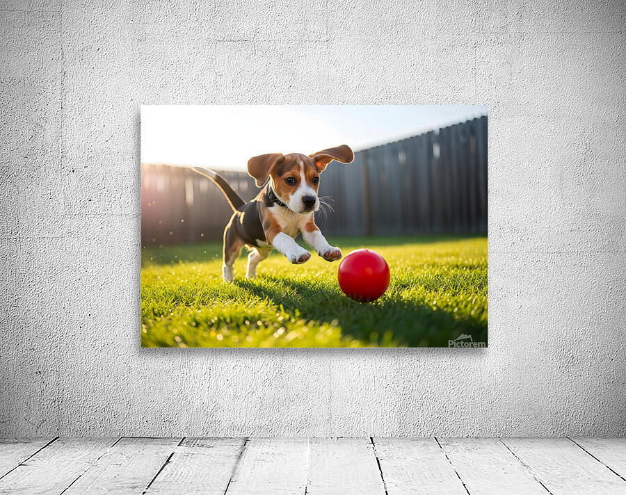 Beagle Puppys Energetic Ball Chase Adventure Wall Preview