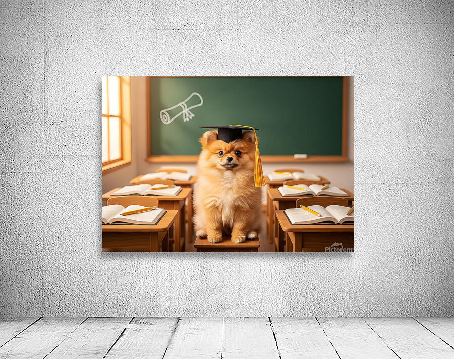 Pomeranian Puppys Big Graduation Day Wall Preview