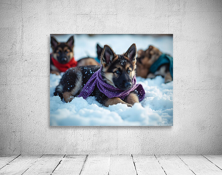 German Shepherd Puppy Rests After Winter Adventure Wall Preview