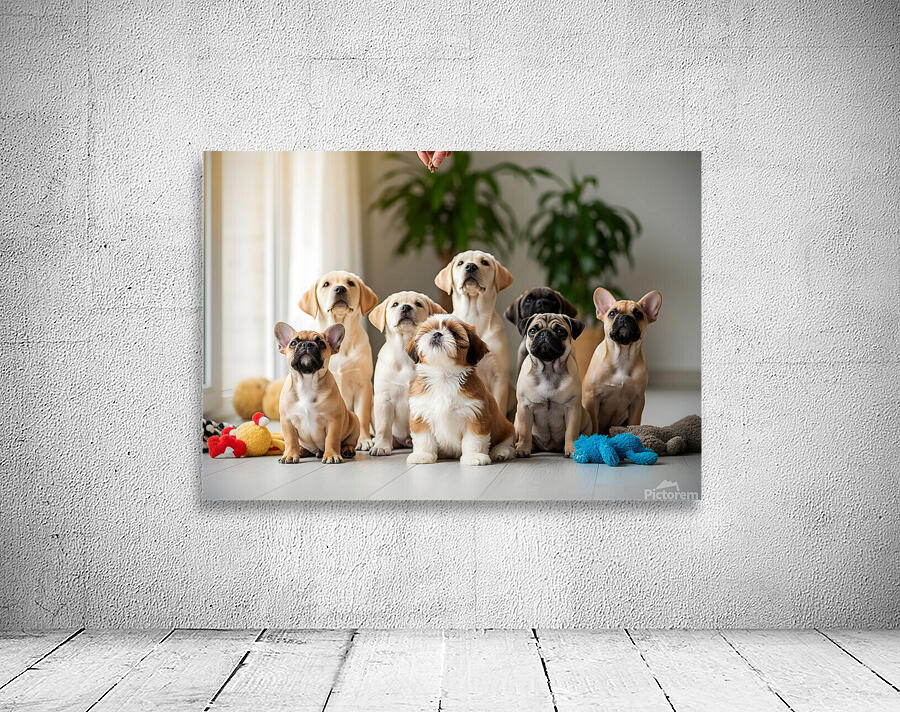 Shih Tzu Puppy Spots Delicious Treats Above Wall Preview