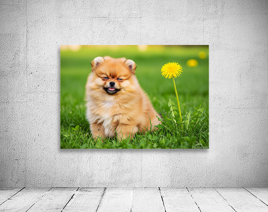 Happy Pomeranian Puppy After Discovering New Scent Wall Preview