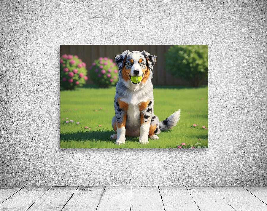 Australian Shepherd Puppy Successfully Retrieves Ball Wall Preview