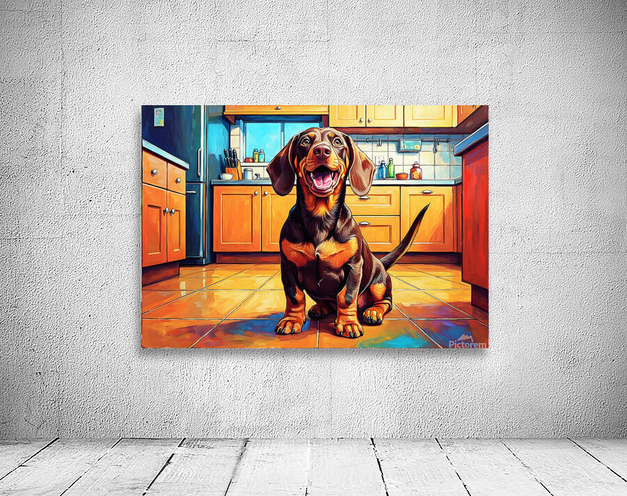 Happy Dachshund Puppy After Getting Delicious Treat Wall Preview