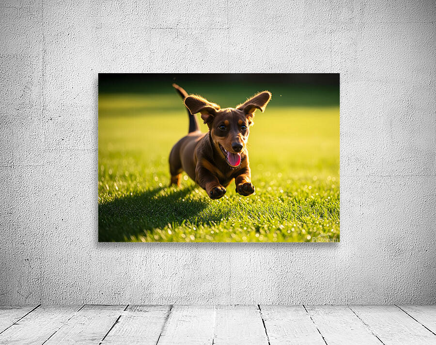 Happy Dachshund Puppy Celebrates Training Success Wall Preview