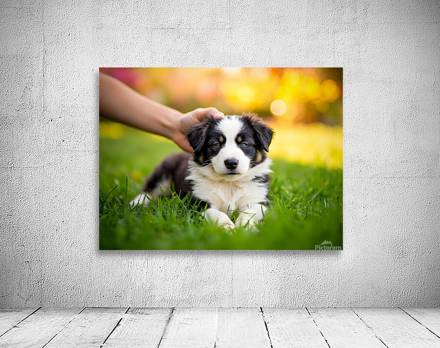 Border Collie Puppy Feeling Sleepy After Ear Scratches Wall Preview