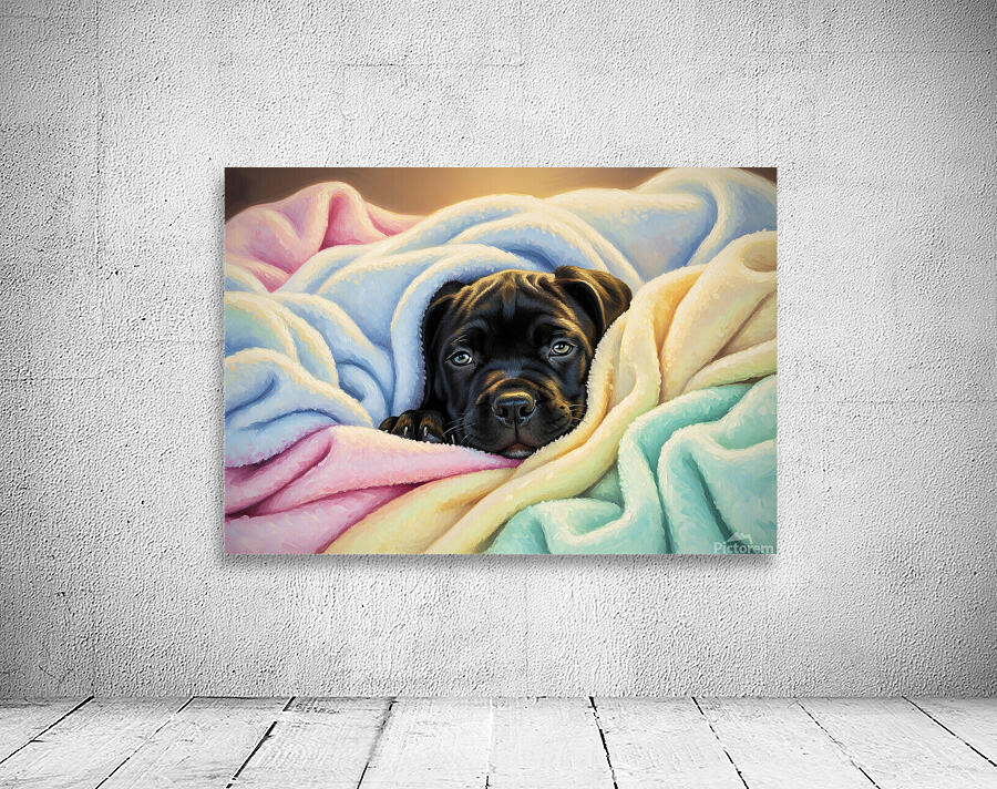 Sleepy Cane Corso Puppy In Blanket Nest Wall Preview