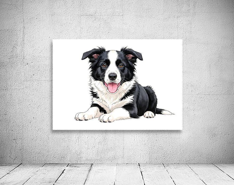 Happy Border Collie Puppy Enjoys Well Deserved Reward Wall Preview