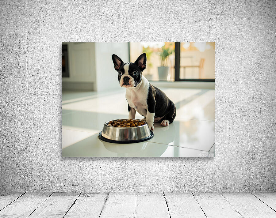 Boston Terrier Puppy Discovers Dinner Time Wall Preview