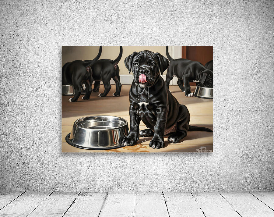 Satisfied Cane Corso Puppy After Drinking Water Wall Preview