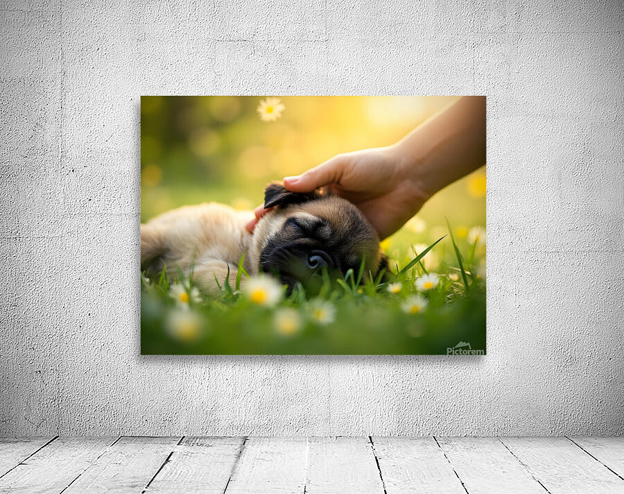 Sleepy Pug Puppy Rests After Perfect Ear Scratches Wall Preview