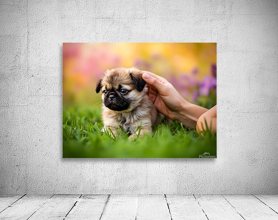 Pug Puppy Gets Gentle Ear Scratches In Garden Wall Preview