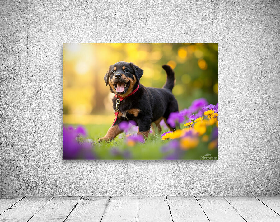 Free Rottweiler Puppy Wags Tail With Joy Wall Preview