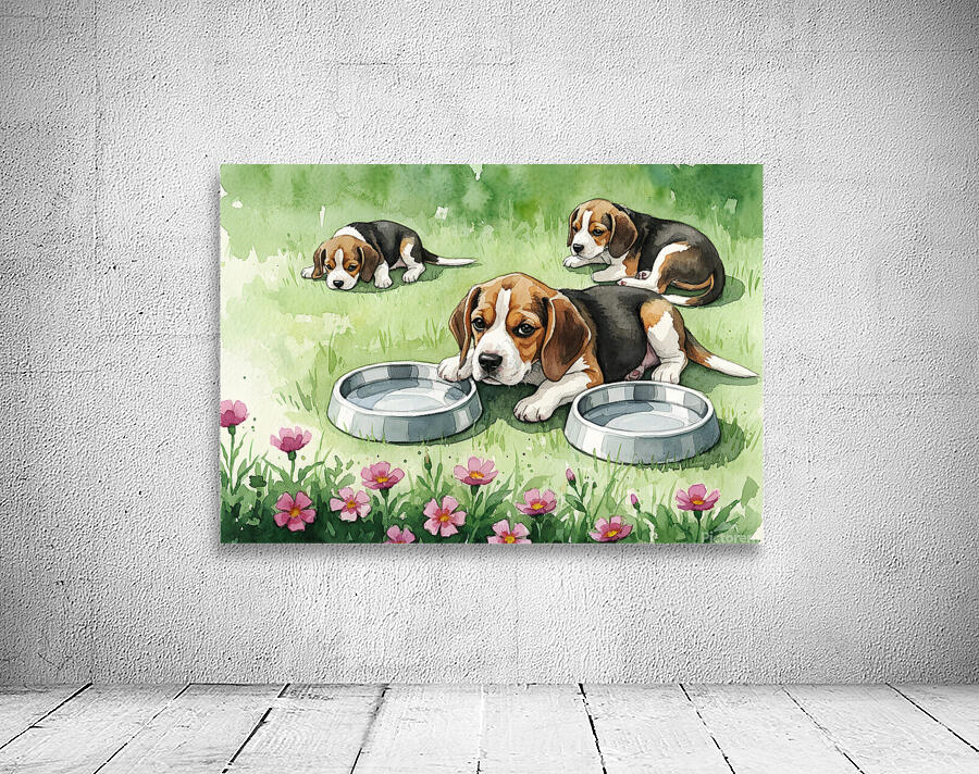 Happy Beagle Puppy After Drinking Water Wall Preview