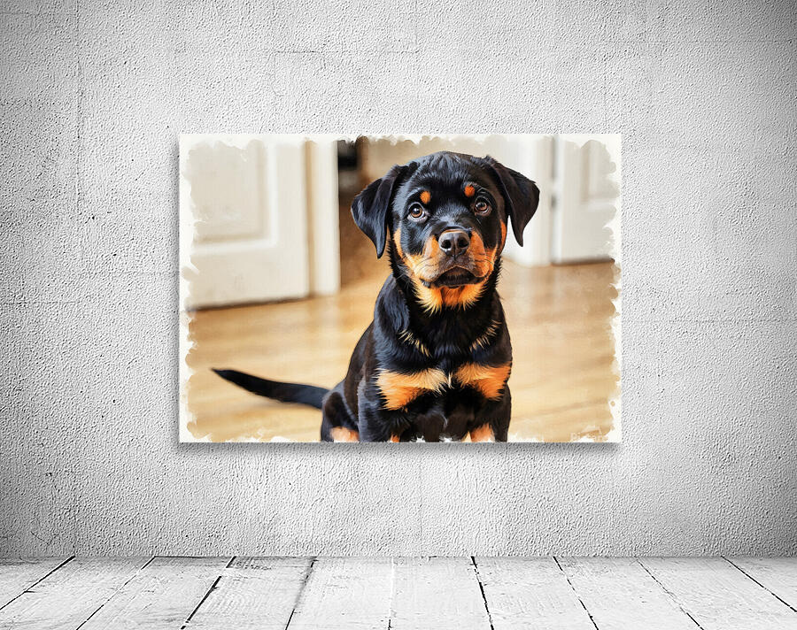 Eager Rottweiler Puppy Hopes For More Scratches Wall Preview