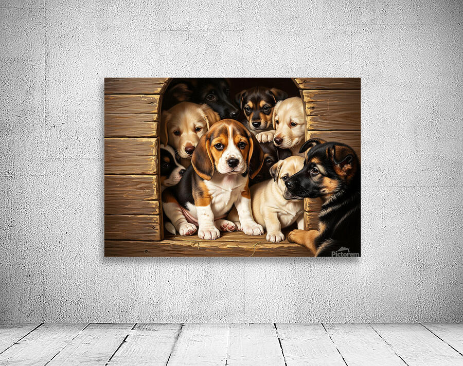 Beagle Puppy Feels Crowded In Tiny Doghouse Wall Preview