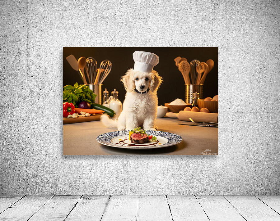 Poodle Puppy Celebrates Cooking Success Wall Preview