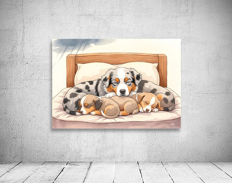 Sleepy Australian Shepherd Puppy Rests After Storm Wall Preview