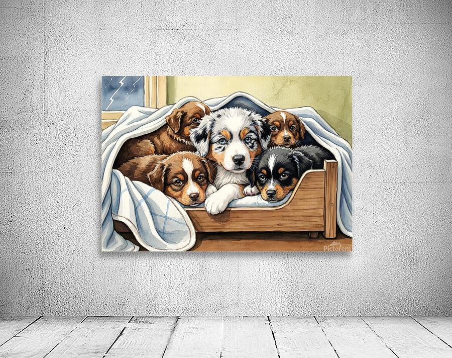 Australian Shepherd Puppy Seeks Comfort During Storm Wall Preview