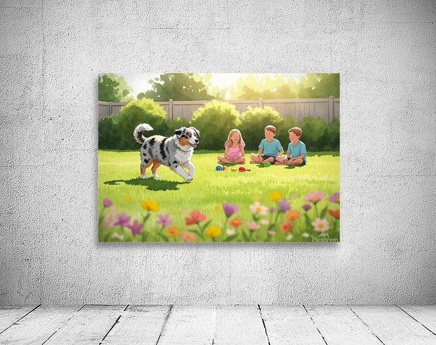 Australian Shepherd Puppy Meets New Friends Wall Preview