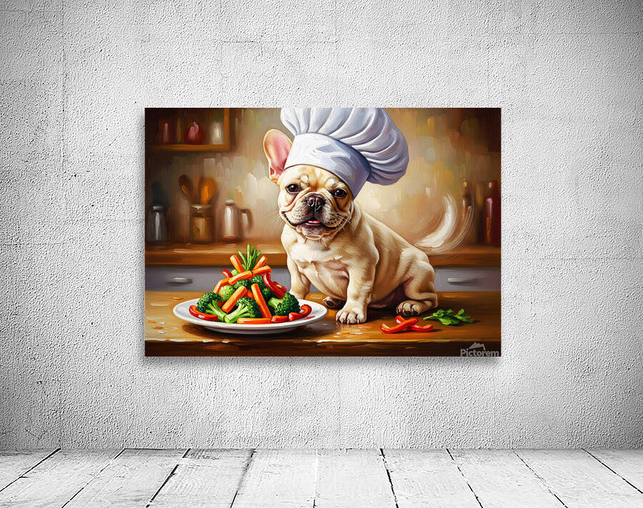 Proud French Bulldog Puppy Chef Shows Off Cooking Creation Wall Preview