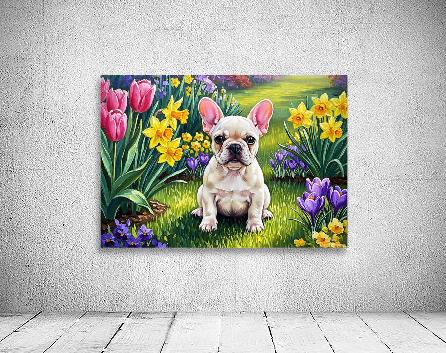 French Bulldog Puppy Discovers Spring Garden Wall Preview