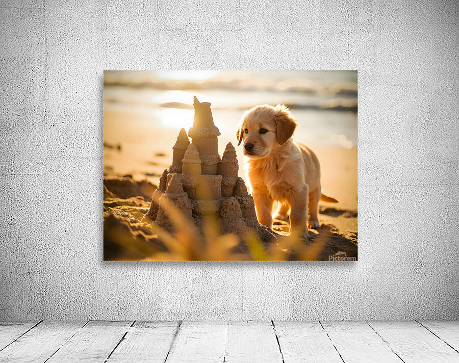 Golden Retriever Puppy Discovers Amazing Sand Castle Wall Preview